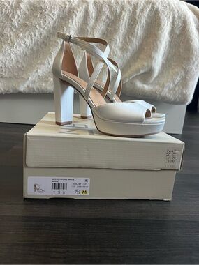 Naturalizer Pearl White Platform Heels